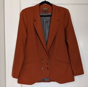 Pendleton Portland Collection Wool Blazer (Made in USA) Rust Orange L